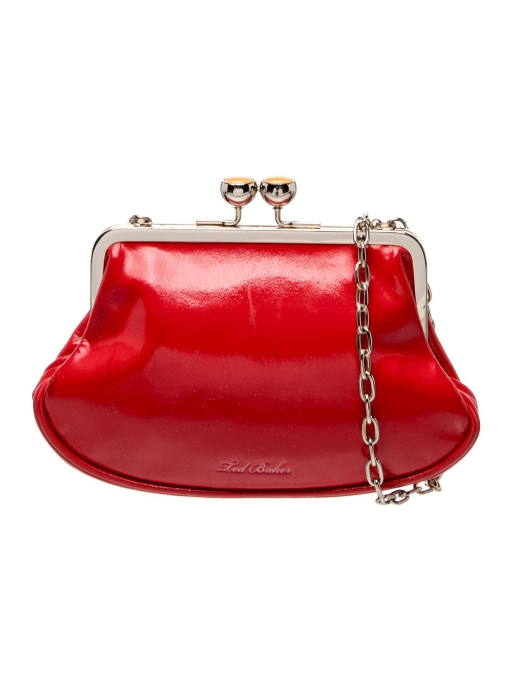 Ted Baker Red Patent Kiss-Lock Chain Wristlet